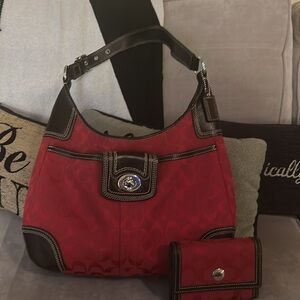 COACH red/brown handbag/wallet